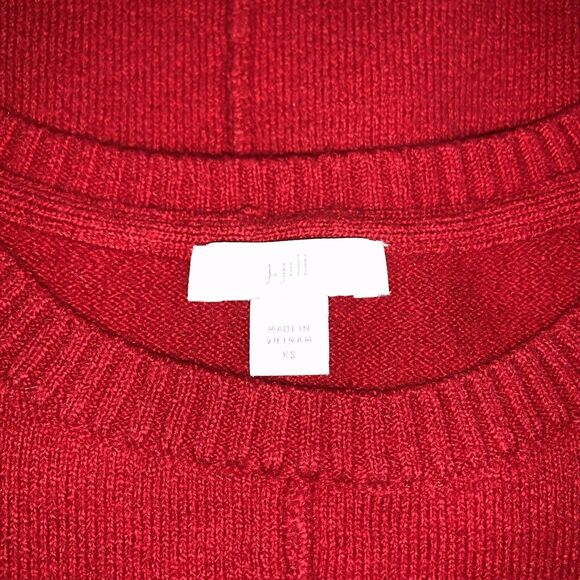J Jill Sweater Red Crew Neck Pullover Front Pockets Oversized Size XS - Picture 7 of 8